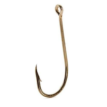 Mustad Classic Beak Hook, Size 20, Forged Special Long Shank, Offset, Ringed Eye, Bronze, 100PK 92671-BR-2/0-100